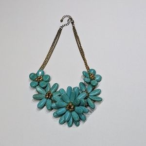 H&M Turquoise and Gold Daisy Floral Necklace